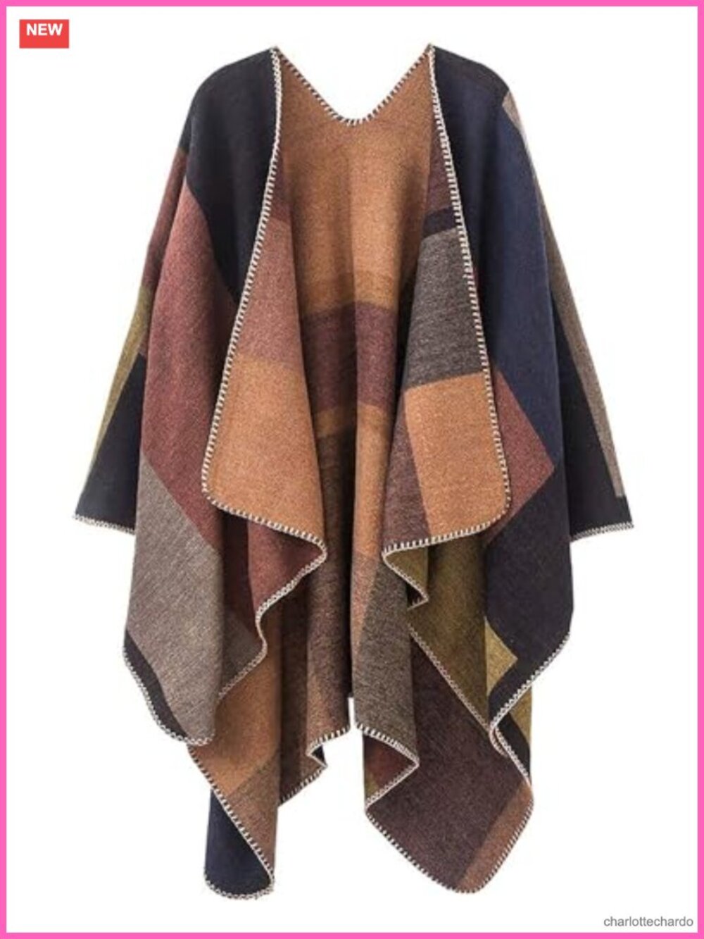 Reversible Open Front Poncho Wrap Shawl Cape Cardigan for Fall Winter